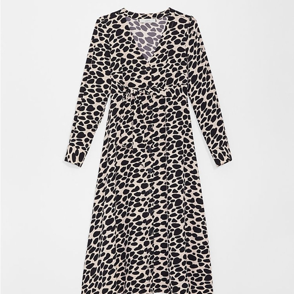 NWT Loft Maternity Cheetah Print Midi Shirtdress Size 8